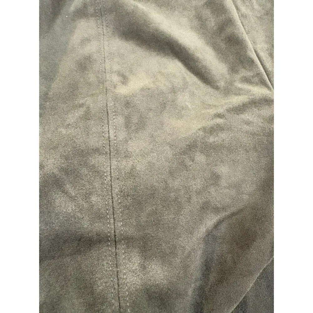 Slim-sations by Multiples Green Faux Suede Pants Cropped Leggings Size Large